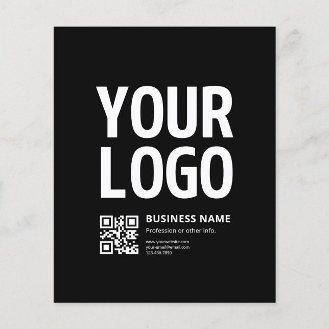Din logotyp med redigerbar QR-kod & text Flygblad (Framsidan)