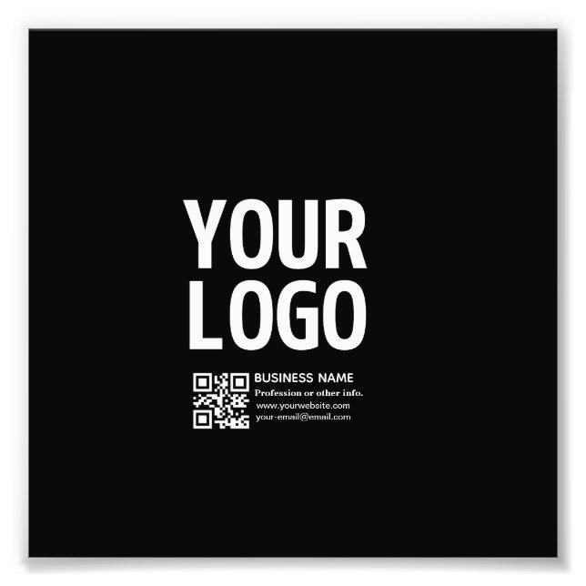 Din logotyp med redigerbar QR-kod & text Fototryck (Framsidan)