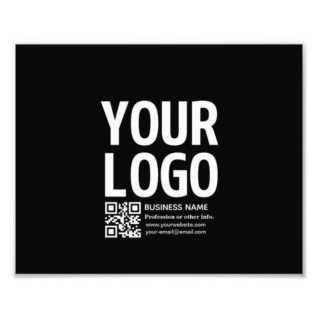 Din logotyp med redigerbar QR-kod & text Fototryck (Framsidan)