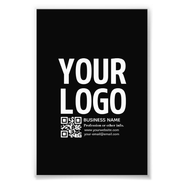 Din logotyp med redigerbar QR-kod & text Fototryck (Framsidan)