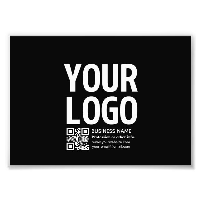 Din logotyp med redigerbar QR-kod & text Fototryck (Framsidan)
