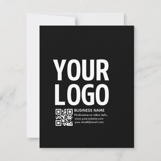 Din logotyp med redigerbar QR-kod & text  Julkort (Framsida)