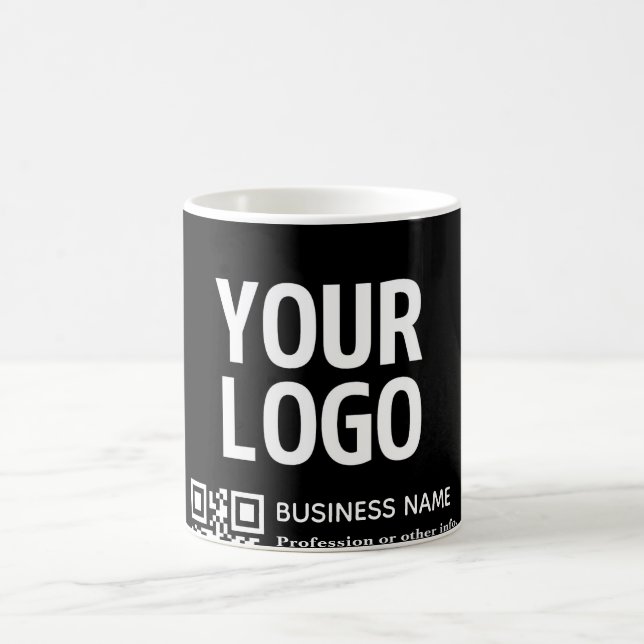 Din logotyp med redigerbar QR-kod & text Kaffemugg (Center)