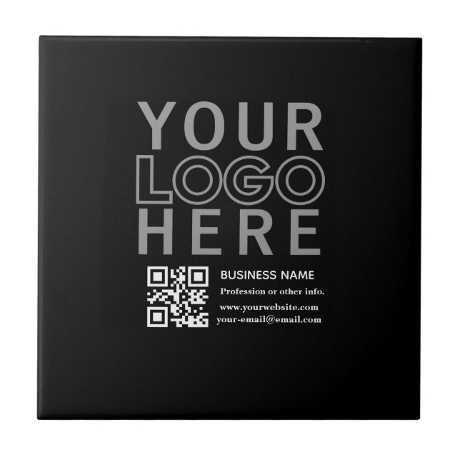 Din logotyp med redigerbar QR-kod & text  Kakelplatta (Framsidan)