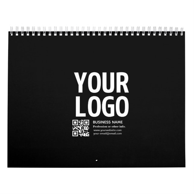 Din logotyp med redigerbar QR-kod & text Kalender (Omslag)