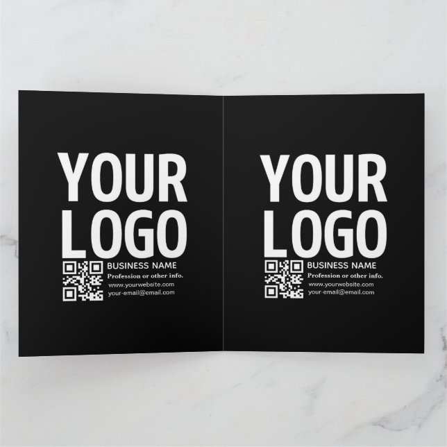 Din logotyp med redigerbar QR-kod & text  Kort (Inuti)