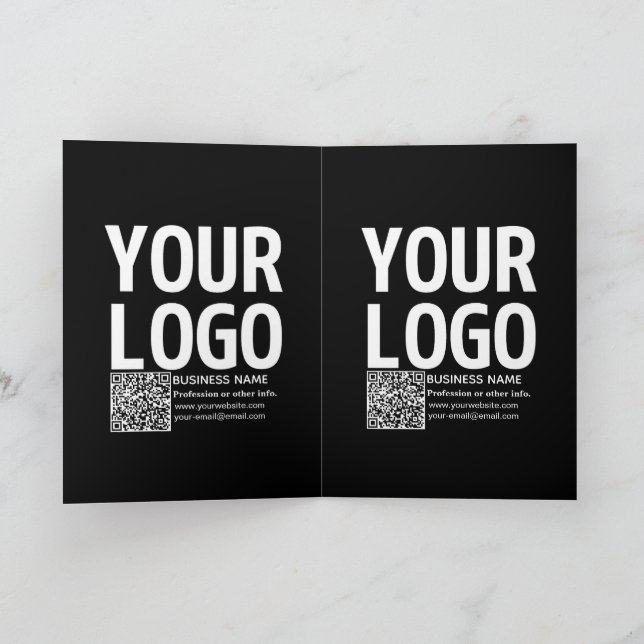 Din logotyp med redigerbar QR-kod & text Kort (Inuti)