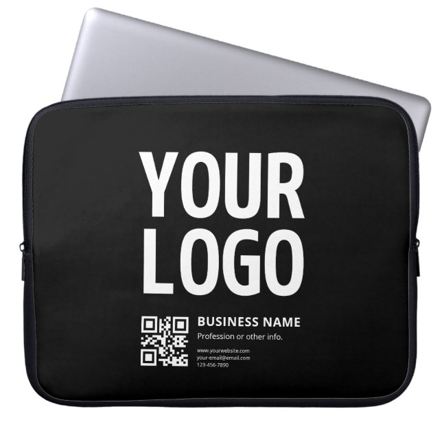 Din logotyp med redigerbar QR-kod & text Laptop Fodral (Framsidan)