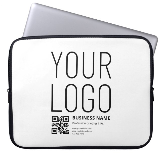 Din logotyp med redigerbar QR-kod & text Laptop Fodral (Framsidan)