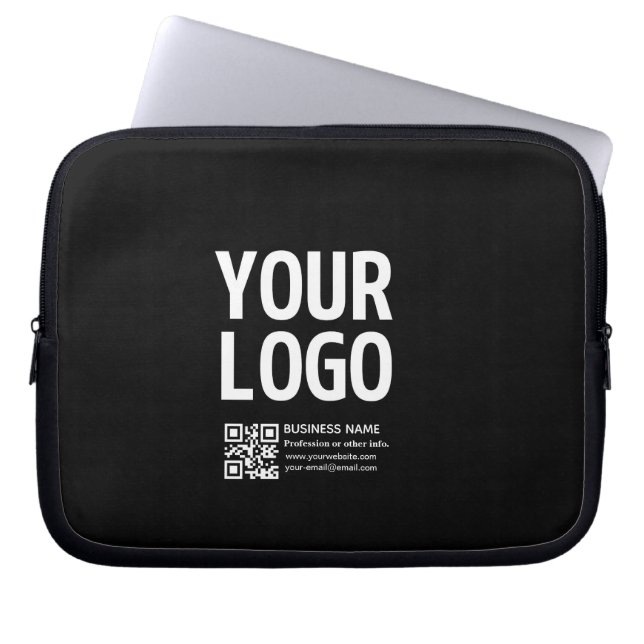 Din logotyp med redigerbar QR-kod & text Laptop Fodral (Framsidan)