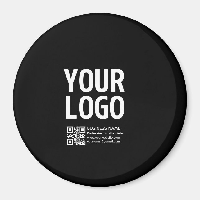 Din logotyp med redigerbar QR-kod & text  Magnet (Framsidan)