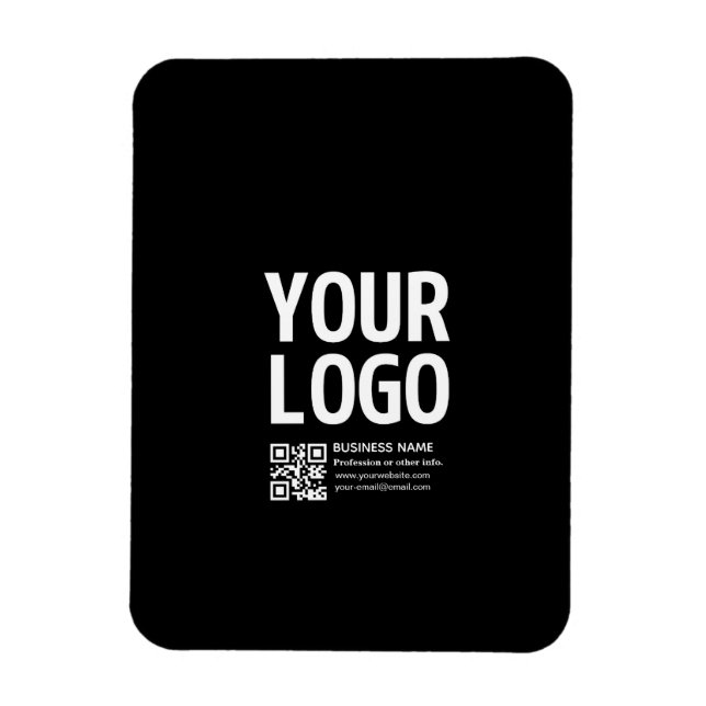 Din logotyp med redigerbar QR-kod & text  Magnet (Vertikal)