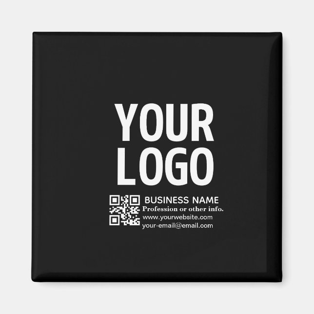 Din logotyp med redigerbar QR-kod & text Magnet (Framsidan)