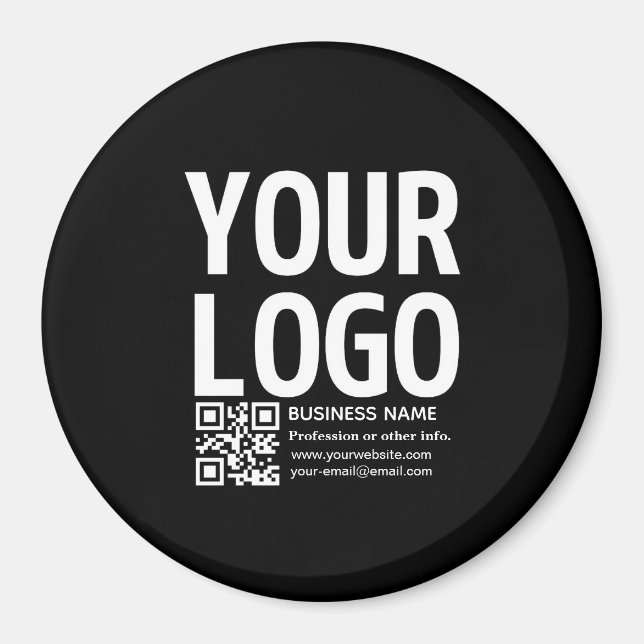 Din logotyp med redigerbar QR-kod & text Magnet (Framsidan)