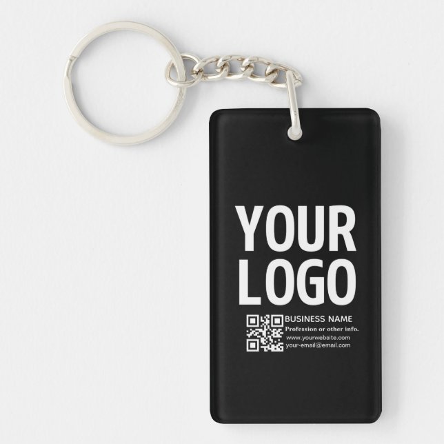 Din logotyp med redigerbar QR-kod & text Nyckelring (Framsidan)