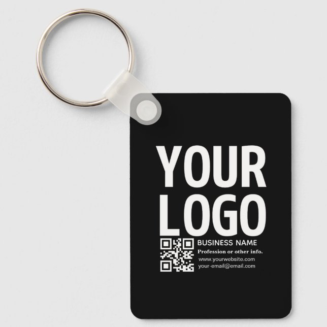 Din logotyp med redigerbar QR-kod & text  Nyckelring (Framsida)