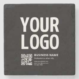 Din logotyp med redigerbar QR-kod & text Stenunderlägg