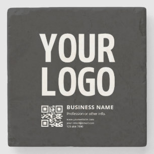 Din logotyp med redigerbar QR-kod & text Stenunderlägg