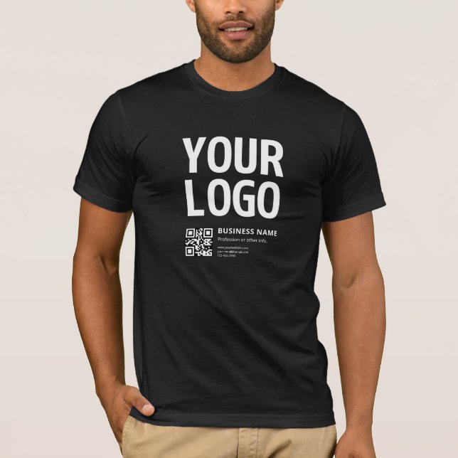 Din logotyp med redigerbar QR-kod & text T Shirt (Framsida)