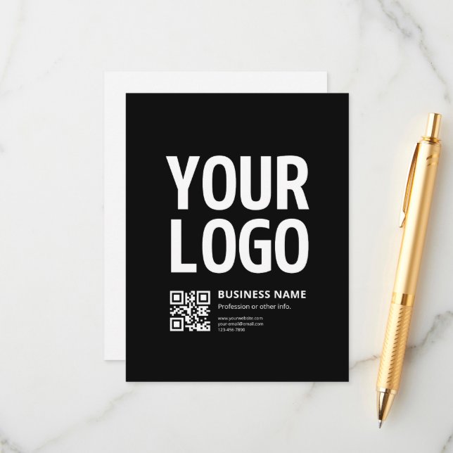 Din logotyp med redigerbar QR-kod & text Tilläggskort (Fram/Back In Situ)
