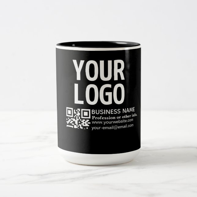 Din logotyp med redigerbar QR-kod & text Två-Tonad Mugg (Center)