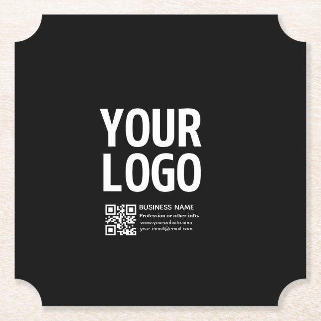 Din logotyp med redigerbar QR-kod & text  Underlägg Papper (Framsida)