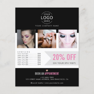 Din Logotyp Modern Black Rosa Beauty Salon Promo Flygblad