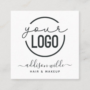 Din logotyp Modern Chic Minimalistisk Enkel Vit Fy Fyrkantigt Visitkort