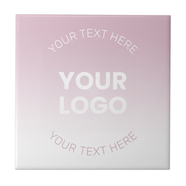 Din Logotyp | Modern Dusty Rosa & White Ombre Kakelplatta (Framsidan)