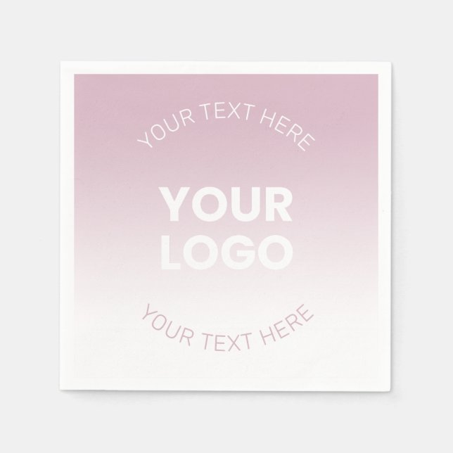 Din Logotyp | Modern Dusty Rosa & White Ombre Pappersservett (Framsidan)