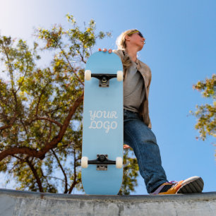 Din logotyp & Modern enkel Ombre Ljusblå Mini Skateboard Bräda 18,5 Cm