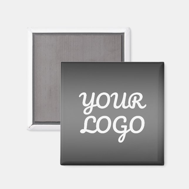 Din logotyp & Modern enkel Ombre | Mörkgrå Magnet (Front/Back)