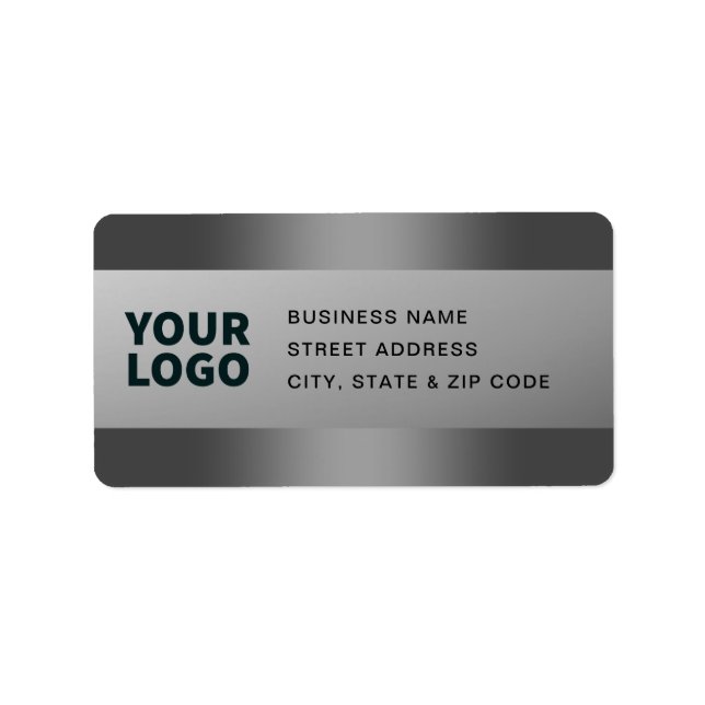 Din Logotyp | Modern Grått-gradient Returadress Adressetikett (Framsidan)