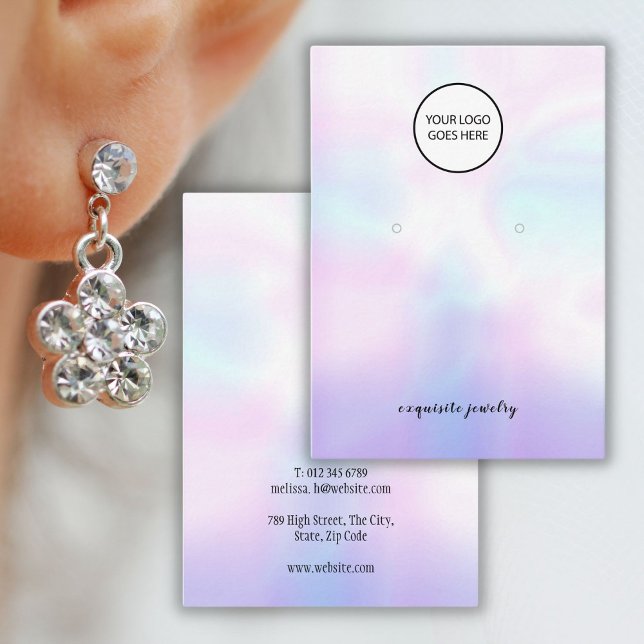 Din logotyp Modern holografisk örhänge displaykort Visitkort (Your Logo Modern Holographic Earring Display Card)