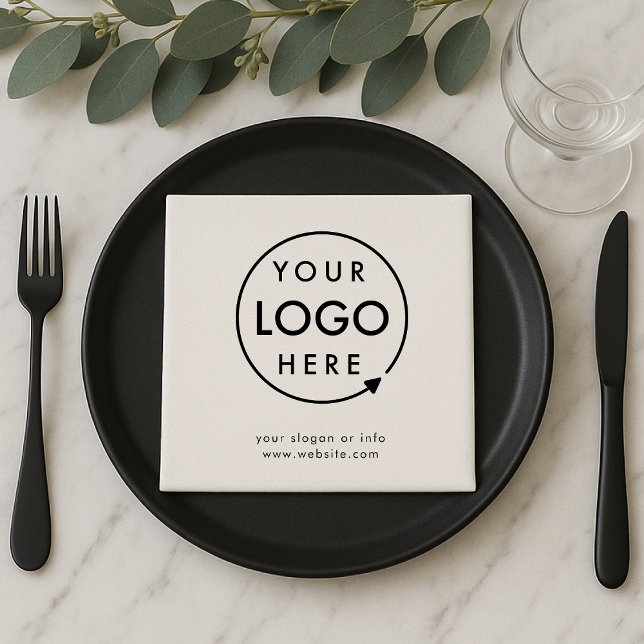 Din Logotyp | Modern minimalistisk affärsverksamhe Pappersservett (Company branded professional napkins for small business promotion & corporate events.)