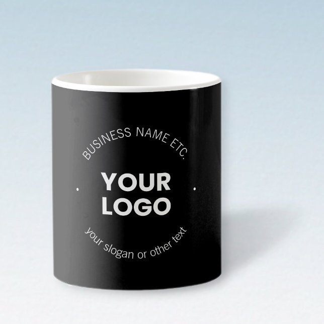 Din Logotyp och redigerbar text | Svartvitt Kaffemugg (Skapare uppladdad)