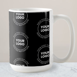 Din Logotyp och redigerbar text Upprepande Mönst Kaffemugg
