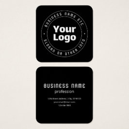 Din Logotyp och redigerbara textmall | Svartvitt Fyrkantigt Visitkort