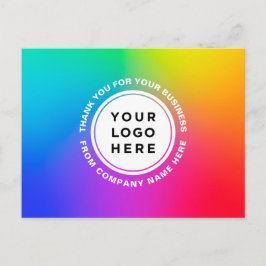 Din logotyp och text regnbåge Personlig Tack Vykort
