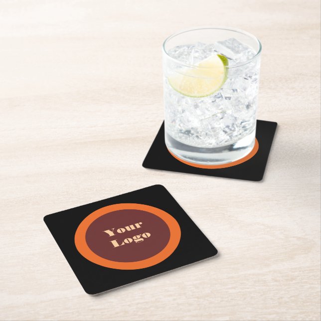 Din Logotyp Orange Brown Underlägg Papper Kvadrat (Insitu)