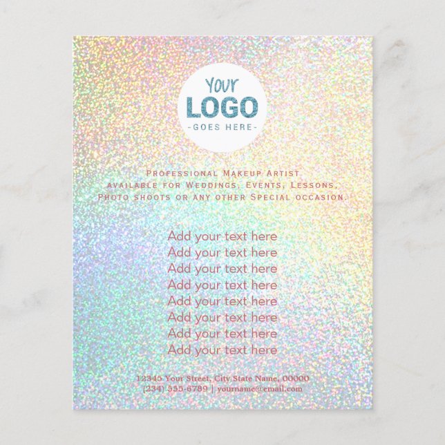 din logotyp på faux-regnbåge glitter flygblad (Framsidan)