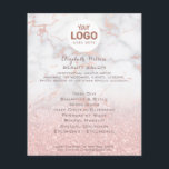 din logotyp på rosa marmor och faux glitter flygblad<br><div class="desc">skönhetssalon professionell makeup artist fluor</div>
