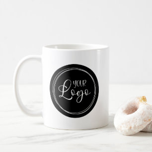 Din Logotyp på svart cirkel Kaffemugg