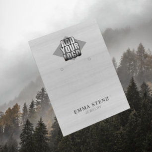 Din Logotyp på White Wood Earring Jewelry Visning Visitkort