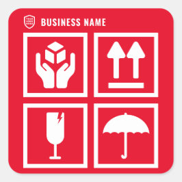 Din Logotyp | Paket-hanteringssymbol Röd Fyrkantigt Klistermärke