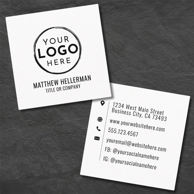 Din Logotyp Professionell Minimalistisk Fyrkantigt Visitkort (Your Logo Professional Minimalist Square Business Card )
