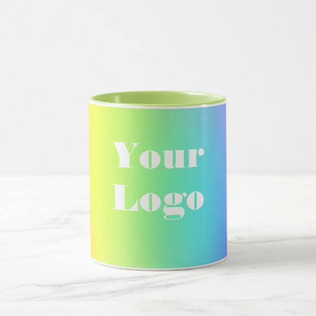 Din Logotyp Rainbow White Mugg (Center)