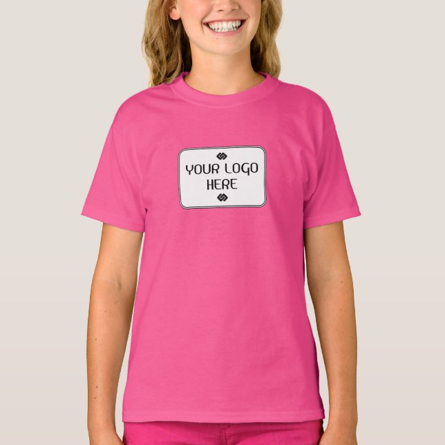 Din Logotyp - Rektangel - Vit Bakgrund T Shirt (Framsida)