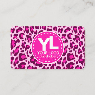 Din Logotyp Rosa Leopard Skriv ut Rockabilly Möns Visitkort