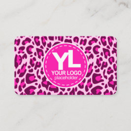 Din Logotyp Rosa Leopard Skriv ut Rockabilly Mönst Visitkort
